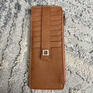 Lodis Julia Long Stacker Card Holder Slim Wallet Chestnut/tan RFID Protection